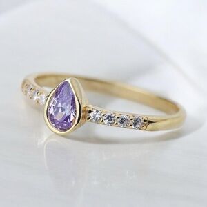 Gold Vermeil Amethyst Stone Cluster Ring
